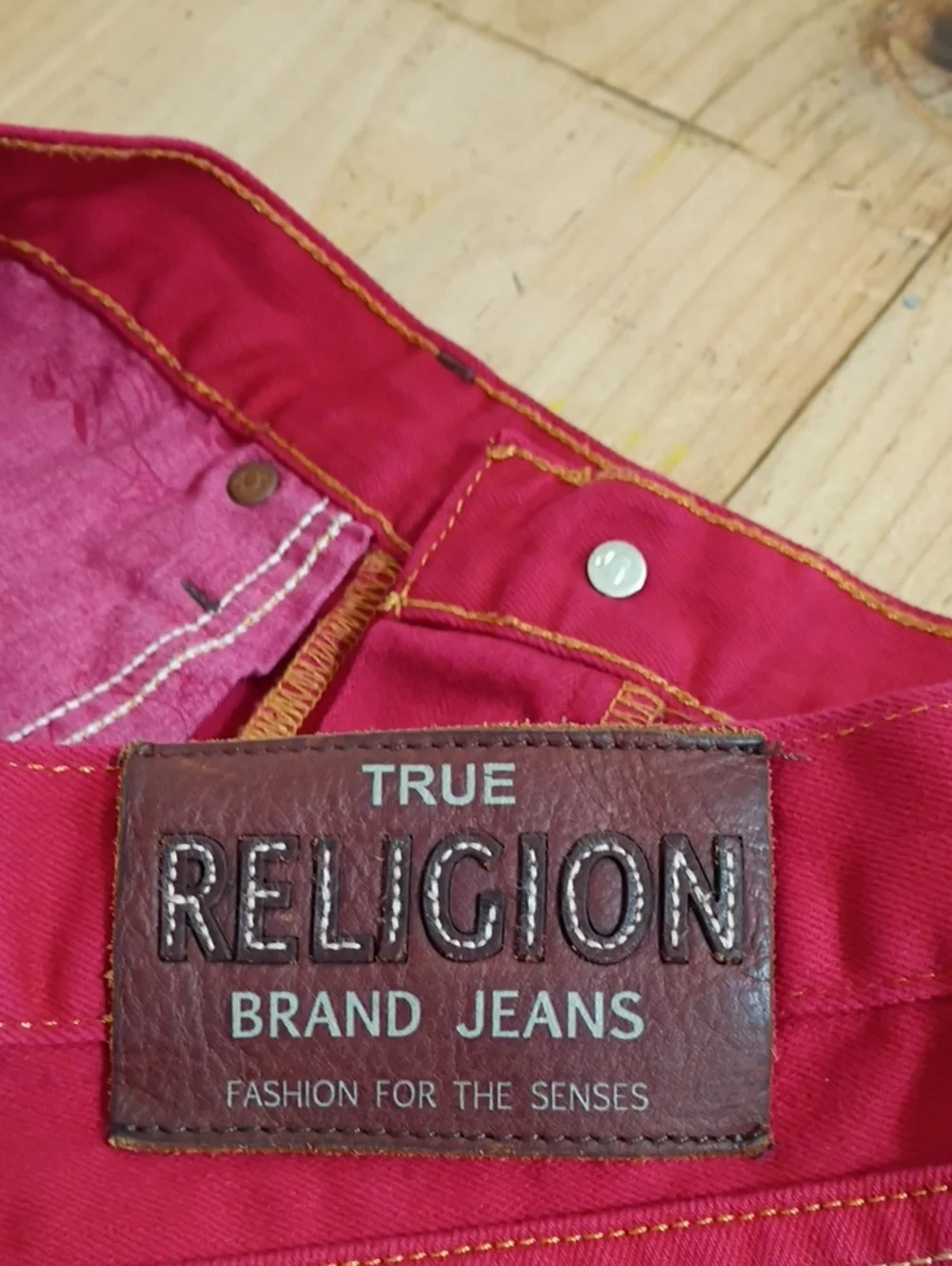 True Religion Rocco Red Denim Slim Straight Jeans Size 29 Inseam 34